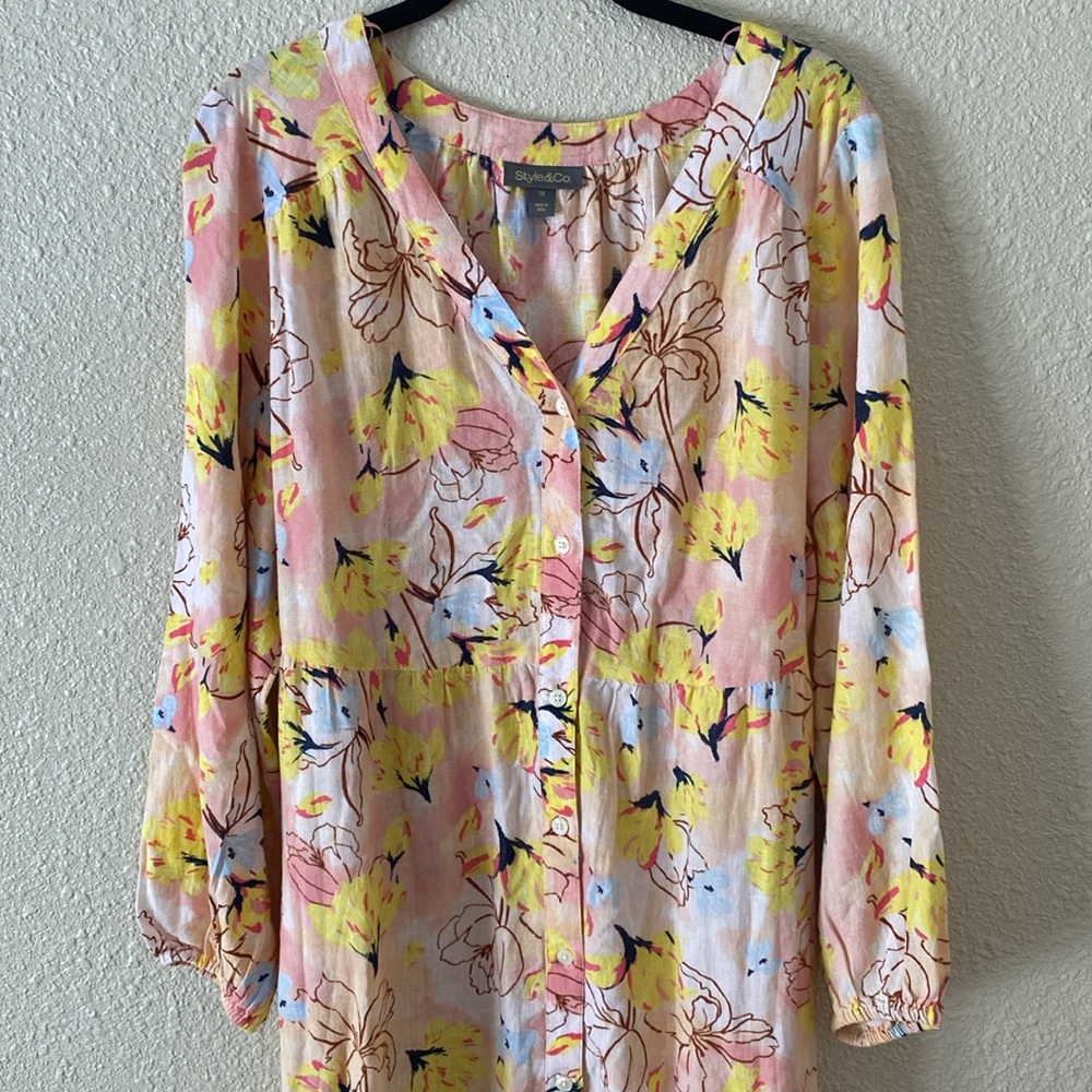 NWT Style & Co Floral Button-Down Dress Size 1X - Picture 4 of 14